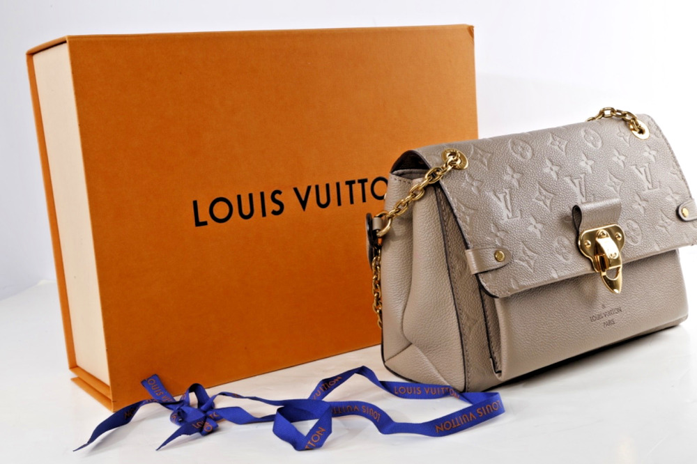 Louis Vuitton Vavin PM Monogram Empreinte Leather Taupe Flap Chain Shoulder Bag